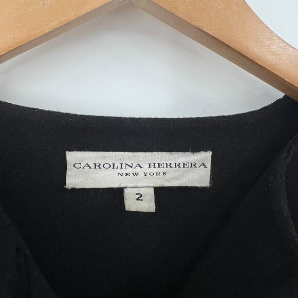 Carolina Herrera Virgin Wool Cashmere Coat Black Size 2 - Picture 3 of 8